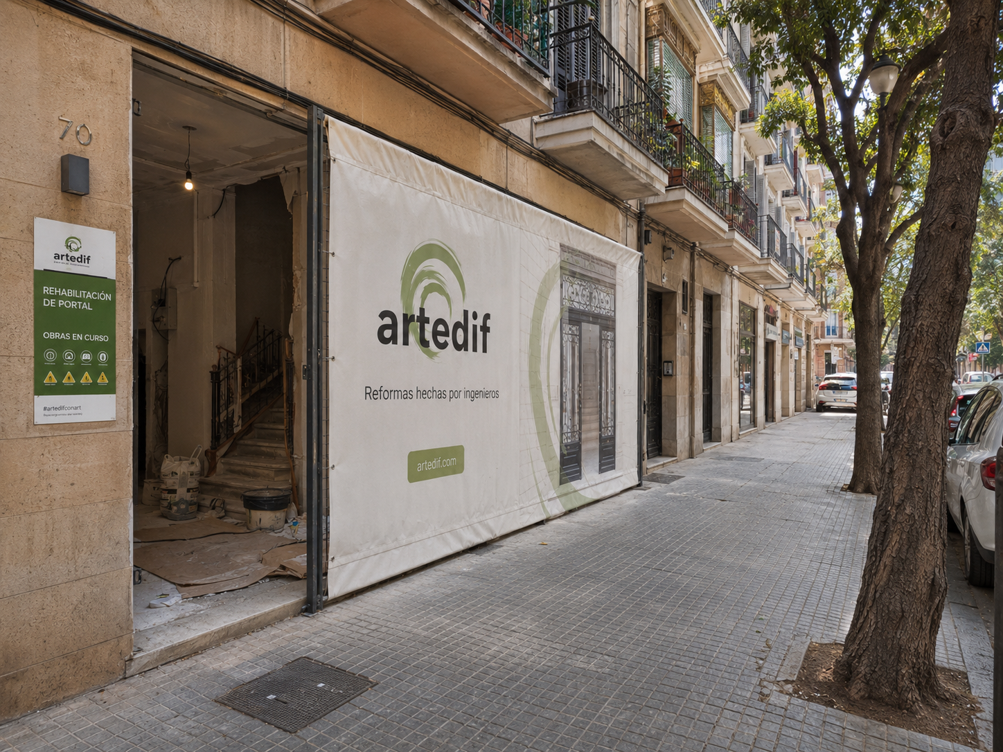 Proyecto de rehabilitación de entrada de edificio en Valencia por ARTEDIF