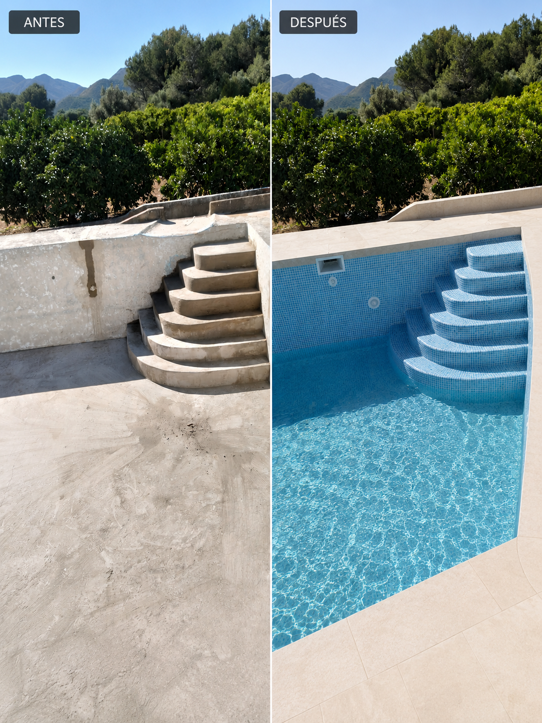 Render de piscina de obra moderna en Valencia